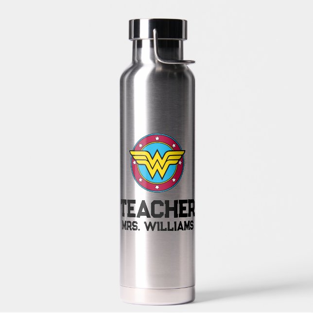 Wonder Woman | Circle & Stars Logo Water Bottle (Left)