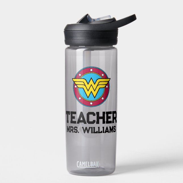 Wonder Woman | Circle & Stars Logo Water Bottle (Left)