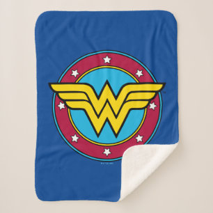 Wonder Woman   Circle & Stars Vintage Logo Sherpa Blanket