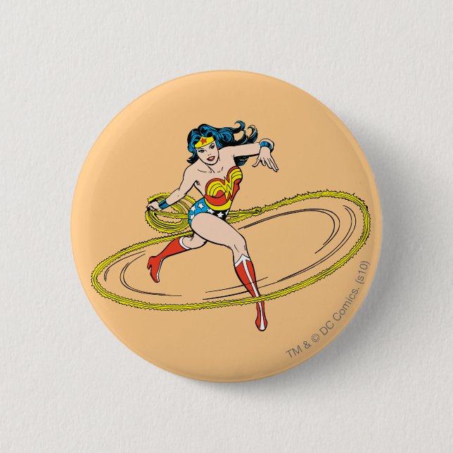 Wonder Woman Circled with Lasso 6 Cm Round Badge (Front)