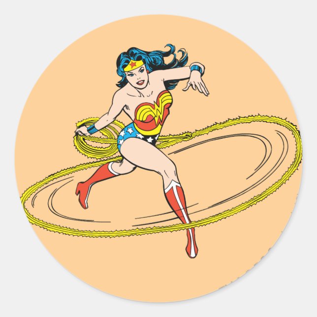 Wonder Woman Circled with Lasso Classic Round Sticker (Front)