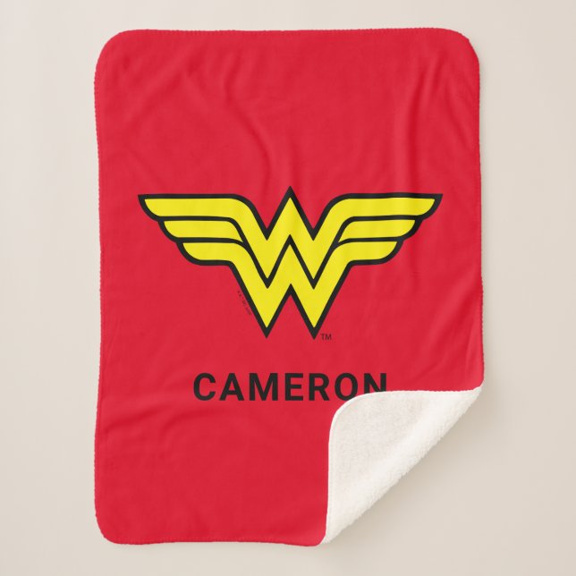 Wonder Woman | Classic Logo | Add Your Name Sherpa Blanket (Front)