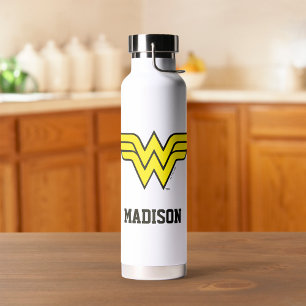 Wonder Woman   Classic Logo   Add Your Name Water Bottle