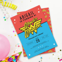Wonder Woman Classic Logo Birthday Invitation