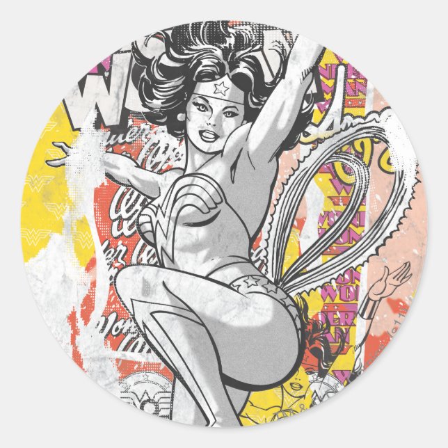 Wonder Woman Collage 1 Classic Round Sticker (Front)