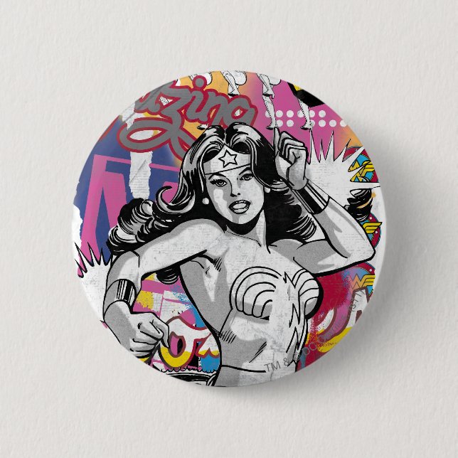 Wonder Woman Collage 3 6 Cm Round Badge (Front)