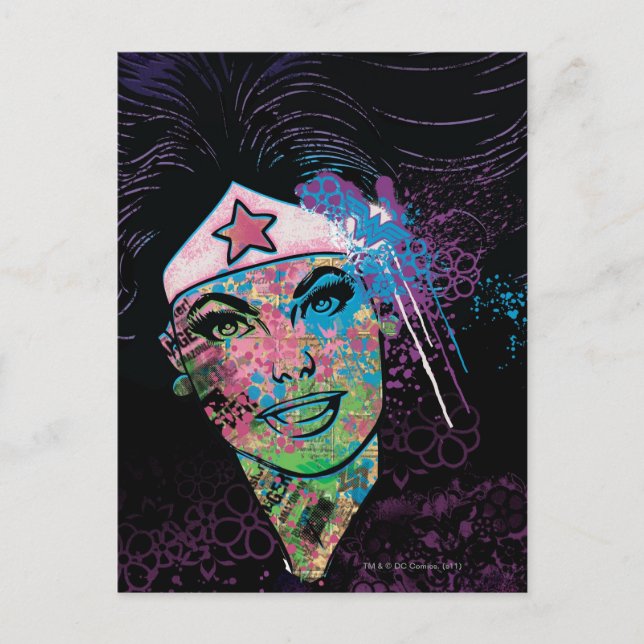 Wonder Woman Colourful Collage Postcard (Front)