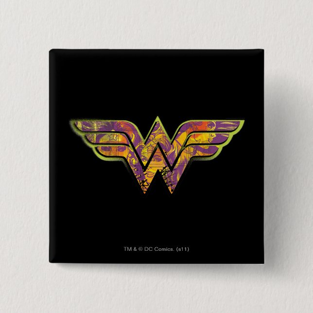 Wonder Woman Colourful Logo 15 Cm Square Badge (Front)