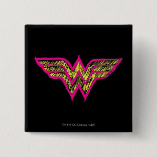 Wonder Woman Colourful Pink and Yellow Logo 15 Cm Square Badge