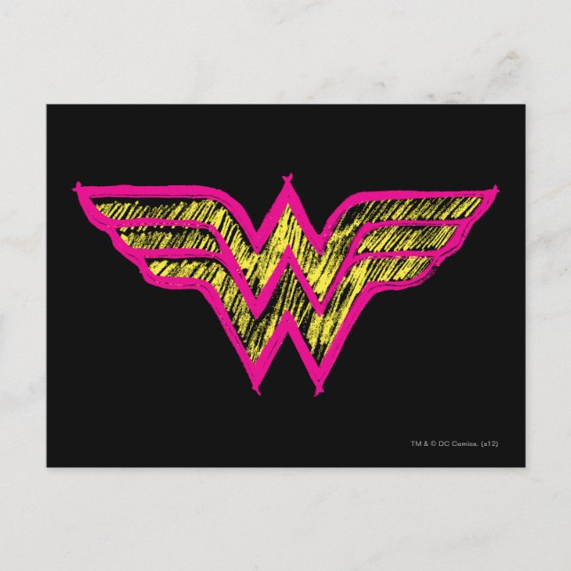 Wonder Woman Colourful Pink and Yellow Logo Postcard (Front)