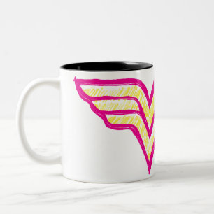 Wonder Woman Colourful Pink and Yellow Logo Two-Tone Coffee Mug