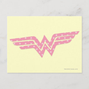 Wonder Woman Colourful Pink Floral Logo Postcard