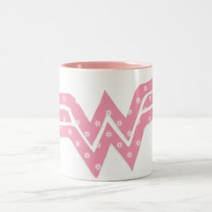 Wonder Woman Colourful Pink Floral Logo Two-Tone Coffee Mug