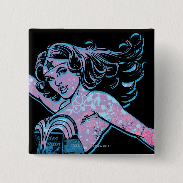 Wonder Woman Colourful Pose 15 Cm Square Badge (Front)