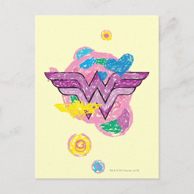Wonder Woman Colourful Scribbles Postcard (Front)