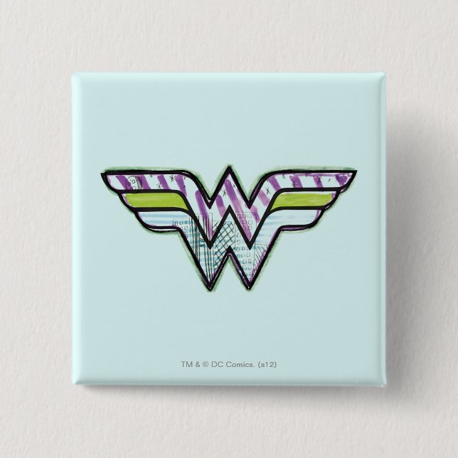 Wonder Woman Colourful Sketch Logo 15 Cm Square Badge (Front)