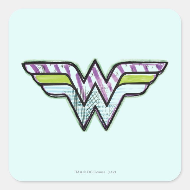 Wonder Woman Colourful Sketch Logo Square Sticker (Front)