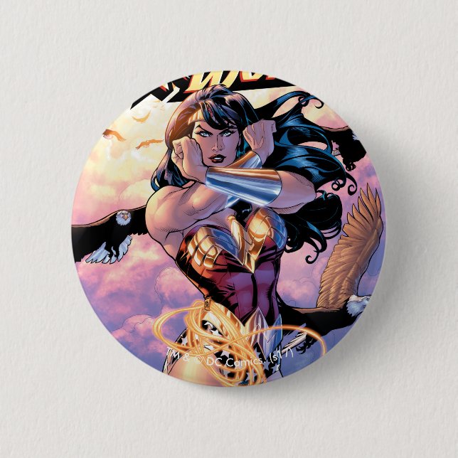 Wonder Woman Comic Cover #1 6 Cm Round Badge (Front)