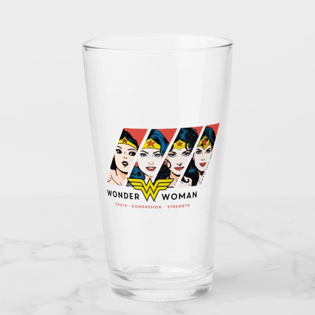 Wonder Woman Comic Evolution Graphic Glass (Front)