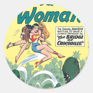 Wonder Woman Crocodiles Classic Round Sticker