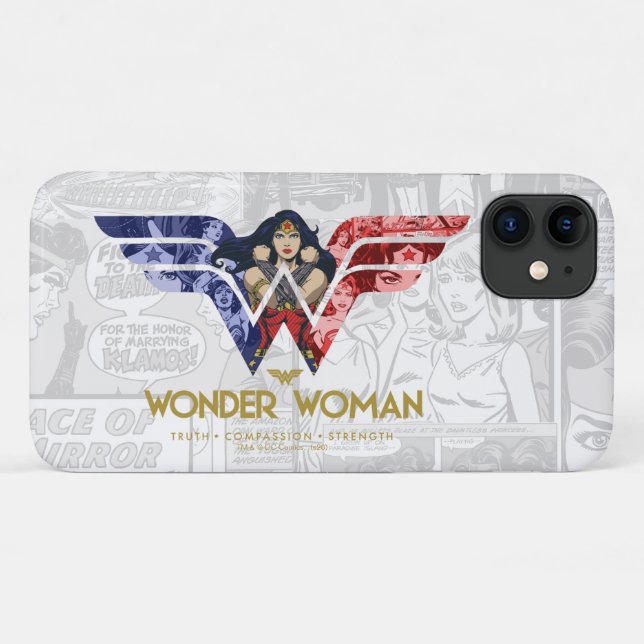 Wonder Woman Crossed Arms in Logo Collage Case-Mate iPhone Case (Back (Horizontal))