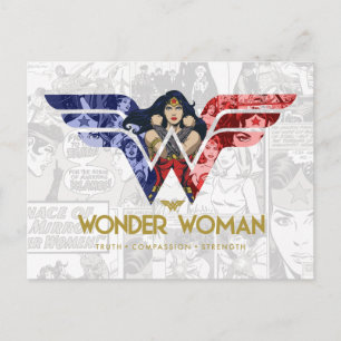 Wonder Woman Crossed Arms in Logo Collage Invitation Postcard