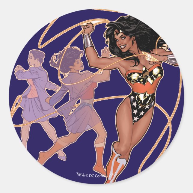 Wonder Woman Diana Prince Transformation Classic Round Sticker (Front)