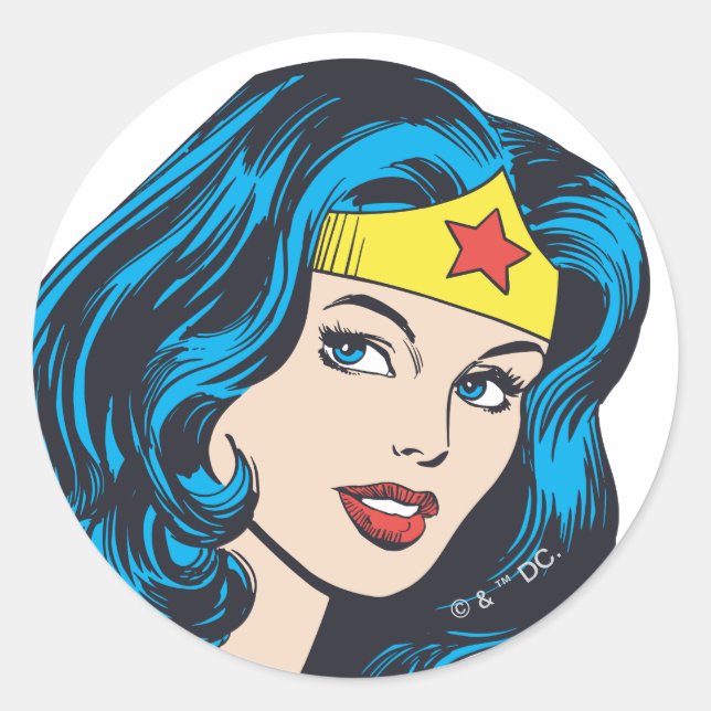 Wonder Woman Face Classic Round Sticker (Front)