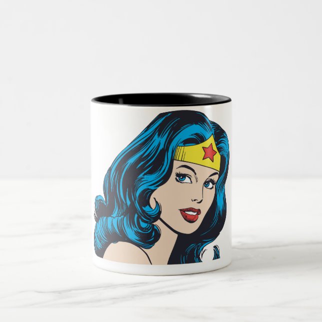 Wonder Woman Face Two-Tone Coffee Mug (Center)