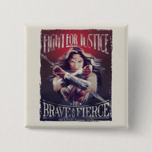 Wonder Woman Fight For Justice 15 Cm Square Badge (Front)