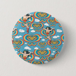 Wonder Woman Flying High Pattern 6 Cm Round Badge