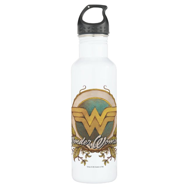 Wonder Woman Foliage Sketch Logo 710 Ml Water Bottle (Front)