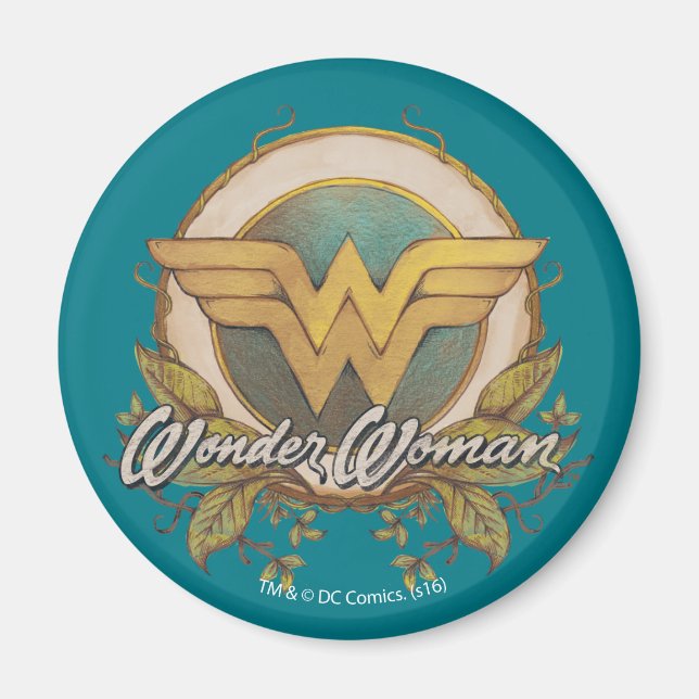 Wonder Woman Foliage Sketch Logo Magnet (Front)