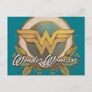 Wonder Woman Foliage Sketch Logo Postcard