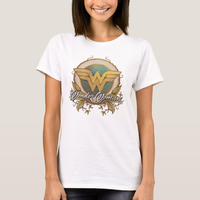 Wonder Woman Foliage Sketch Logo T-Shirt (Front)