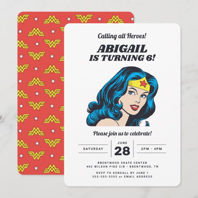 Wonder Woman Girls Birthday Invitation (Front/Back)