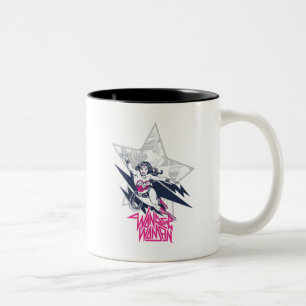 Wonder Woman Glam Rock Flying Character Graphic Two-Tone Coffee Mug