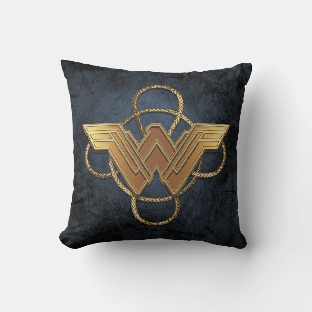 Wonder Woman Gold Symbol Over Lasso Cushion (Front)