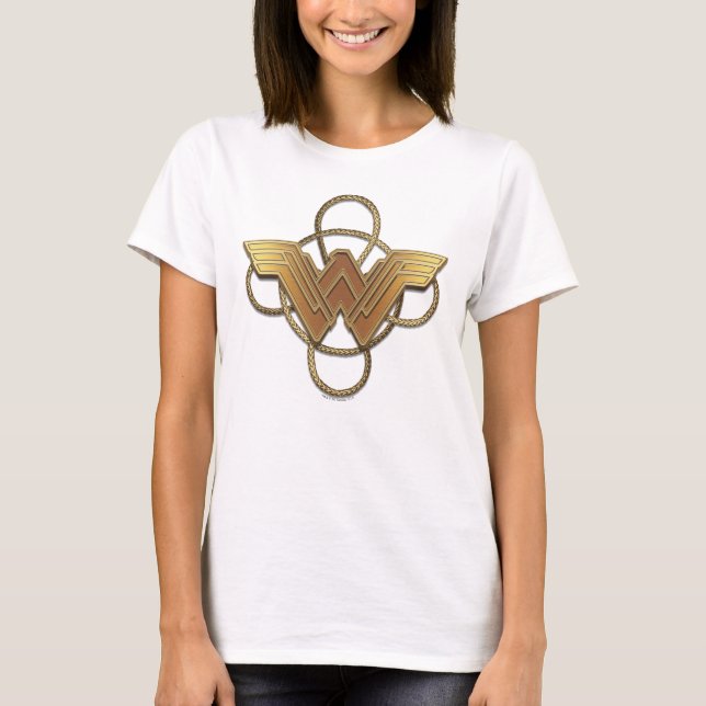 Wonder Woman Gold Symbol Over Lasso T-Shirt (Front)