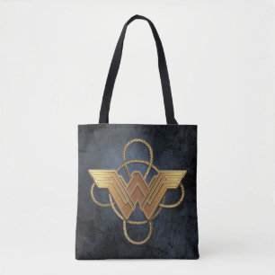 Wonder Woman Gold Symbol Over Lasso Tote Bag