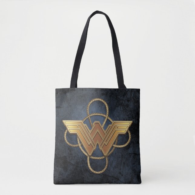 Wonder Woman Gold Symbol Over Lasso Tote Bag (Front)