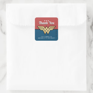 Wonder Woman Golden Logo Birthday Thank You Square Sticker