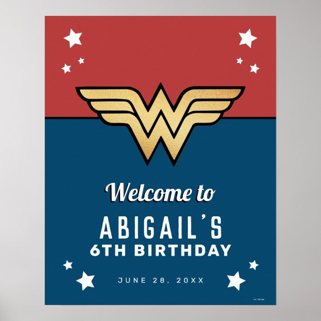 Wonder Woman Golden Logo Birthday Welcome Sign (Front)
