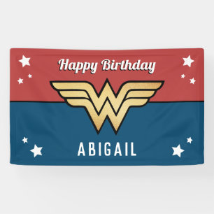 Wonder Woman Golden Logo Happy Birthday Banner