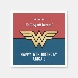 Wonder Woman Golden Logo   Happy Birthday Napkin