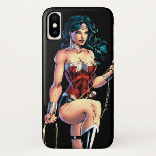Wonder Woman Gripping Lasso Atop Rock iPhone X Case