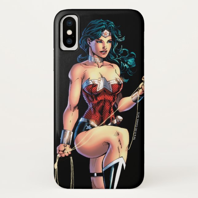 Wonder Woman Gripping Lasso Atop Rock Case-Mate iPhone Case (Back)