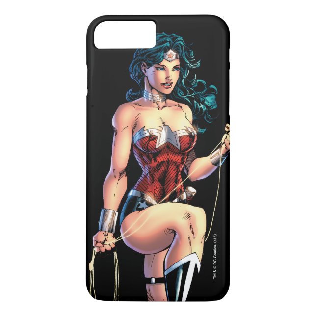 Wonder Woman Gripping Lasso Atop Rock Case-Mate iPhone Case (Back)