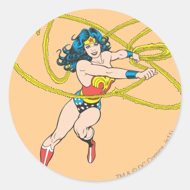 Wonder Woman Holds Lasso 1 Classic Round Sticker (Front)
