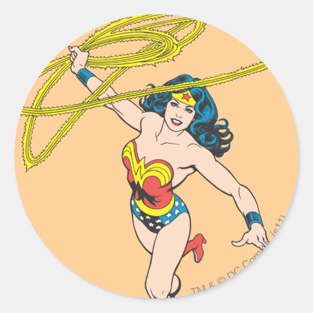 Wonder Woman Holds Lasso 2 Classic Round Sticker (Front)